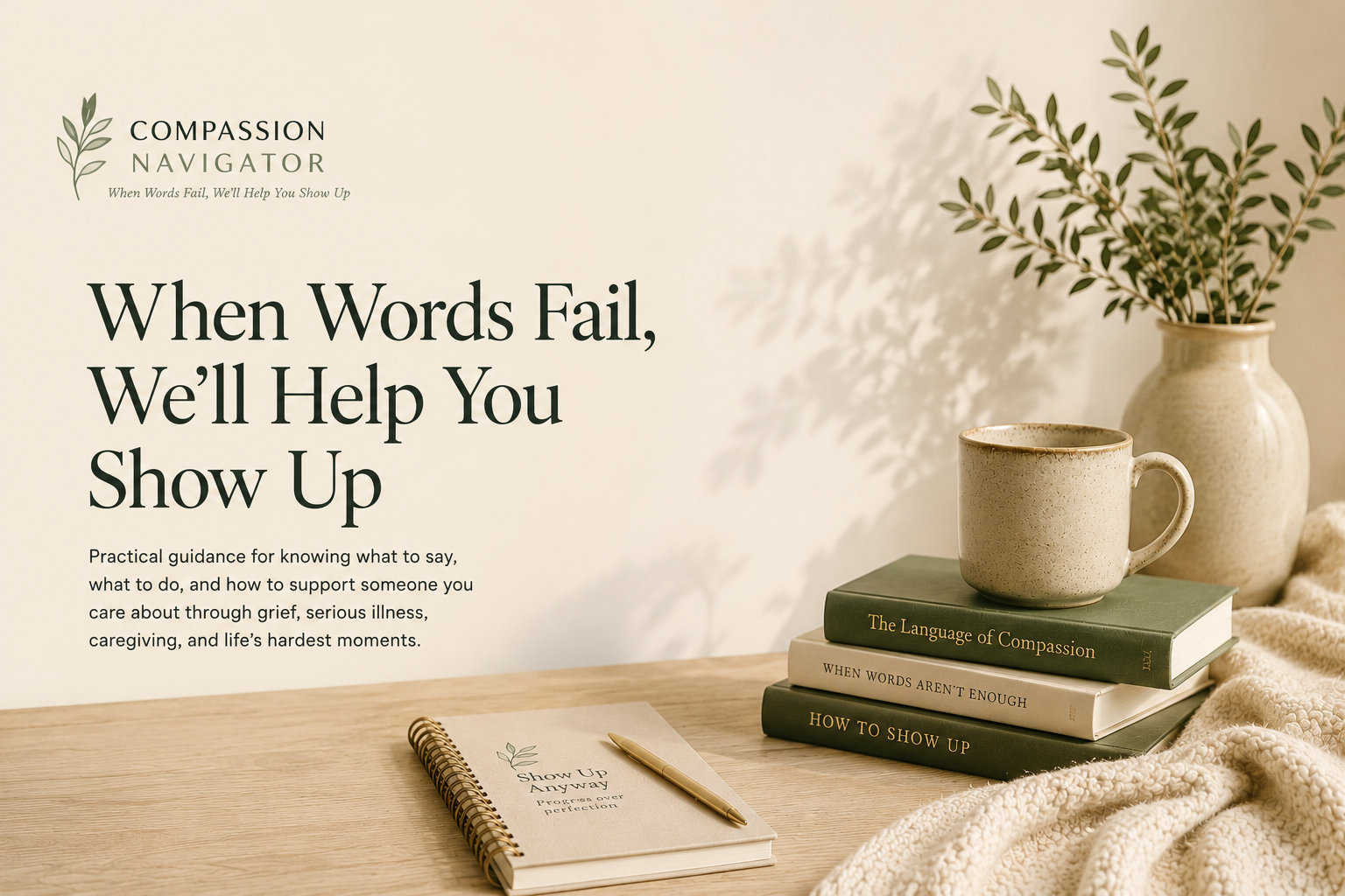 When Words Fail, We’ll Help You Show Up—practical guidance for grief, serious illness, caregiving, and life’s hardest moments